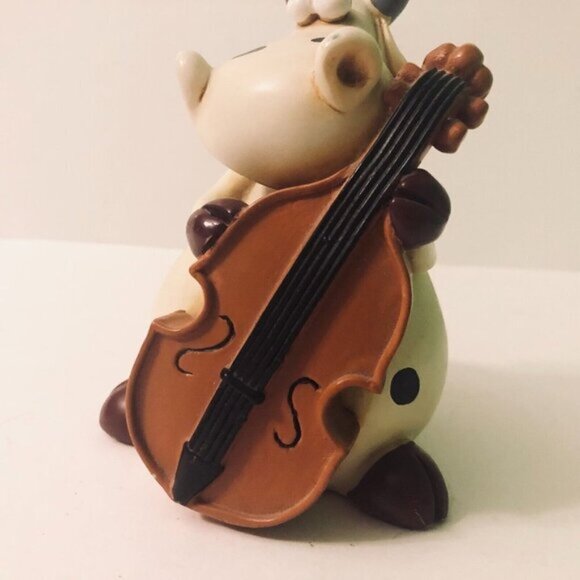 Vintage Paolo Chiari Cow Bull Playing Cello Coin Bank  Figurine 5 Inch Tall - Picture 5 of 16